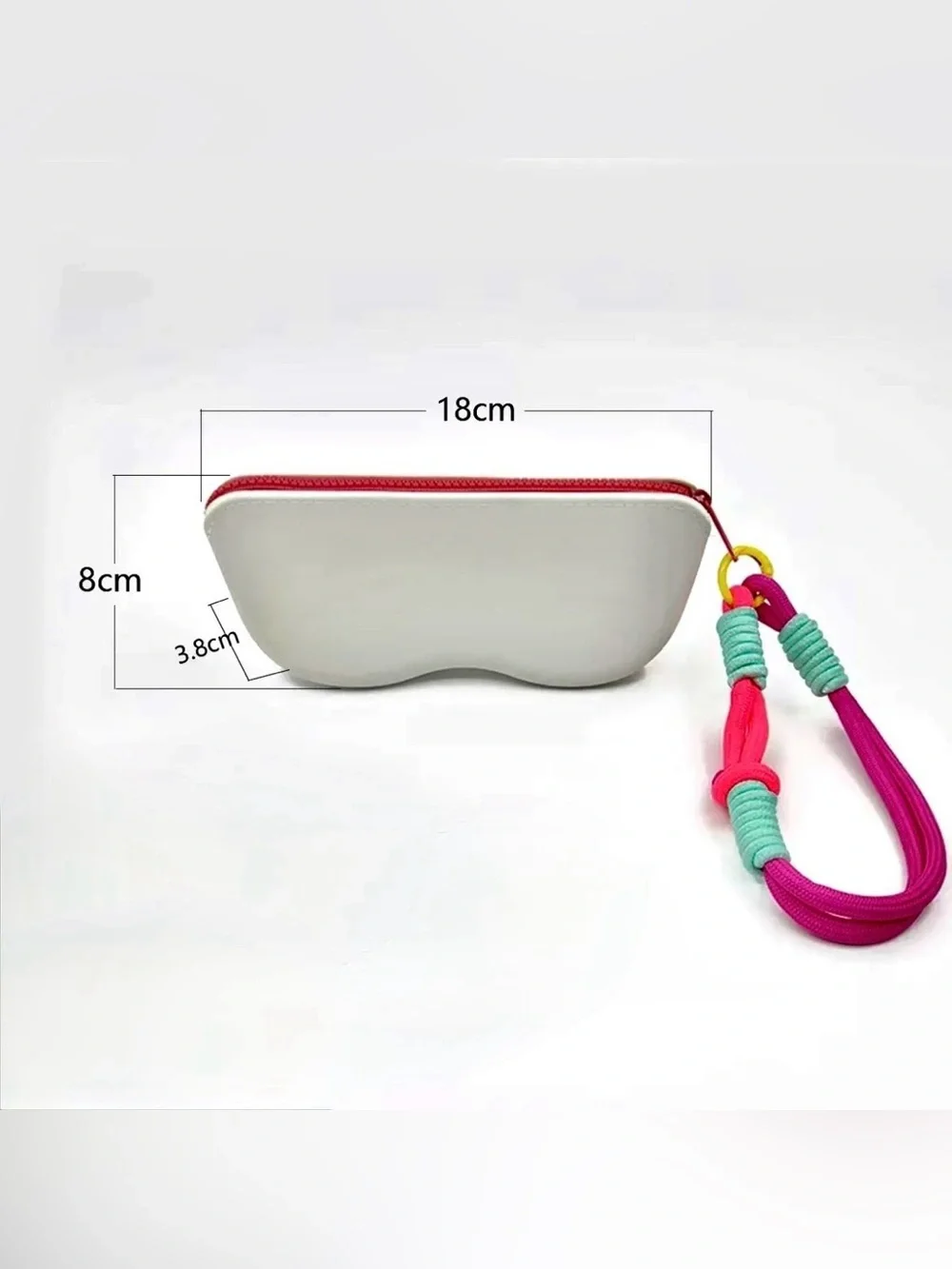 Lt Gray Silicone Eyeglasses Case Waterproof Protective Sunglasses Pouch Red Zip